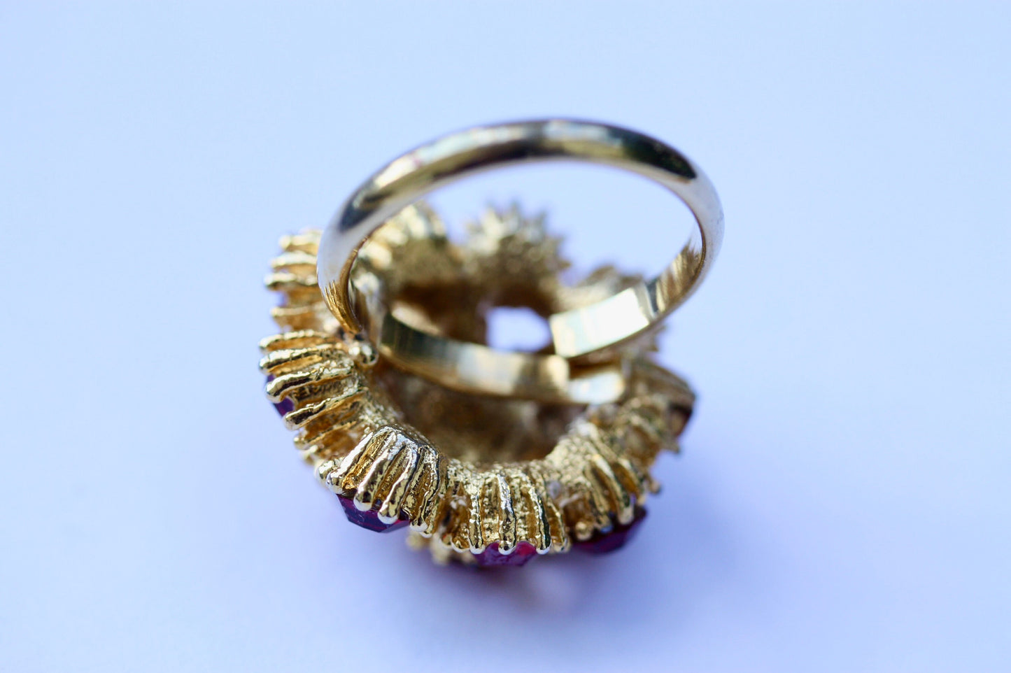 Stunning vintage red rhinestone round dome ring