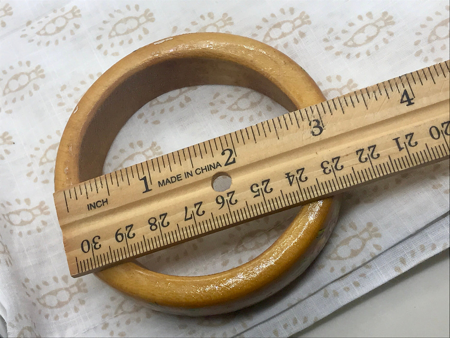 Vintage handmade/handpainted wooden vintage bangle bracelet - sweet flowers