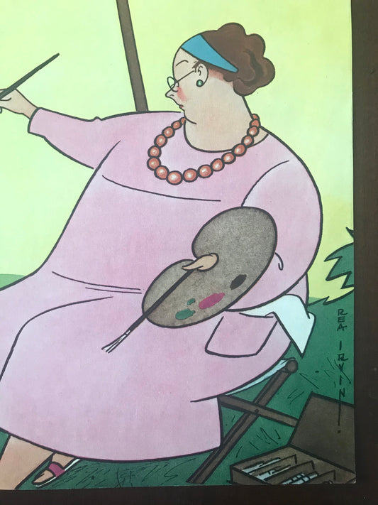 Rare - July 22, 1939 - The NEW YORKER Magazine original cover by Rea Irvin - pink dressed woman painting mailbox - please read description