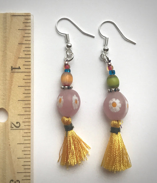 My unique, one-of-a-kind handmade by me - FUN, Bohemian style tassel beaded drop earrings