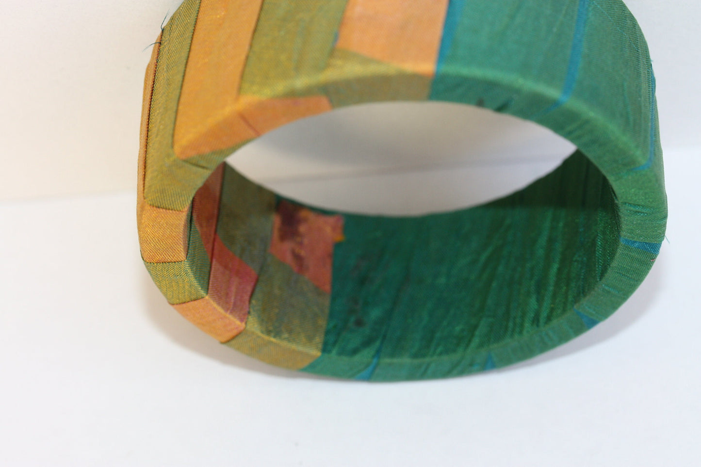Stunning vintage fabric covered bangle bracelet