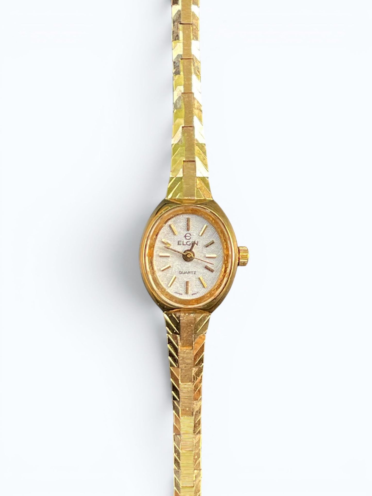 Vintage Elgin Ladies Quartz Watch Gold Tone Bracelet Watch Petite Dress Watch - Not Running As-Is