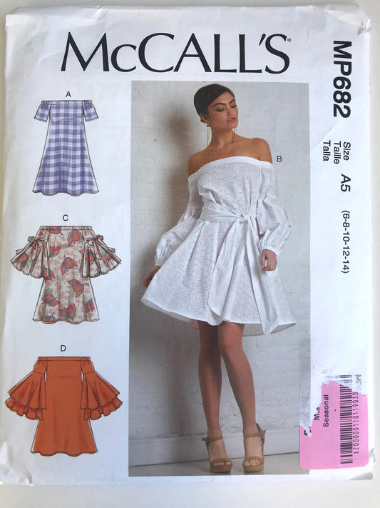 UNCUT Sewing Pattern - McCall's Sewing Pattern MP682 - Summery Dresses and Belt, A5 (Sizes 6-8-10-12-14)
