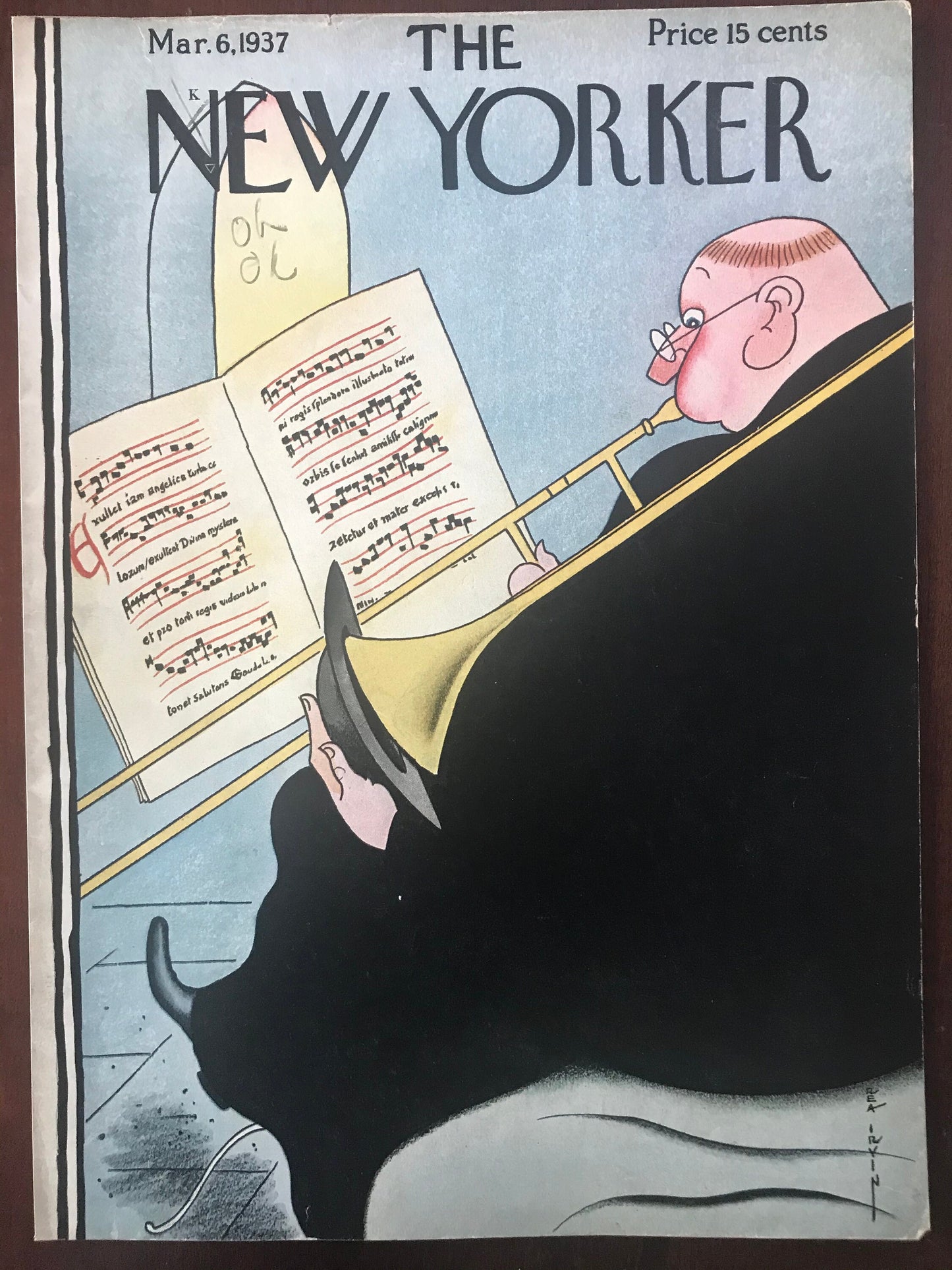 Very Rare - March 6, 1937 - The NEW YORKER Magazine original cover by Rea Irvin - musician - please read description