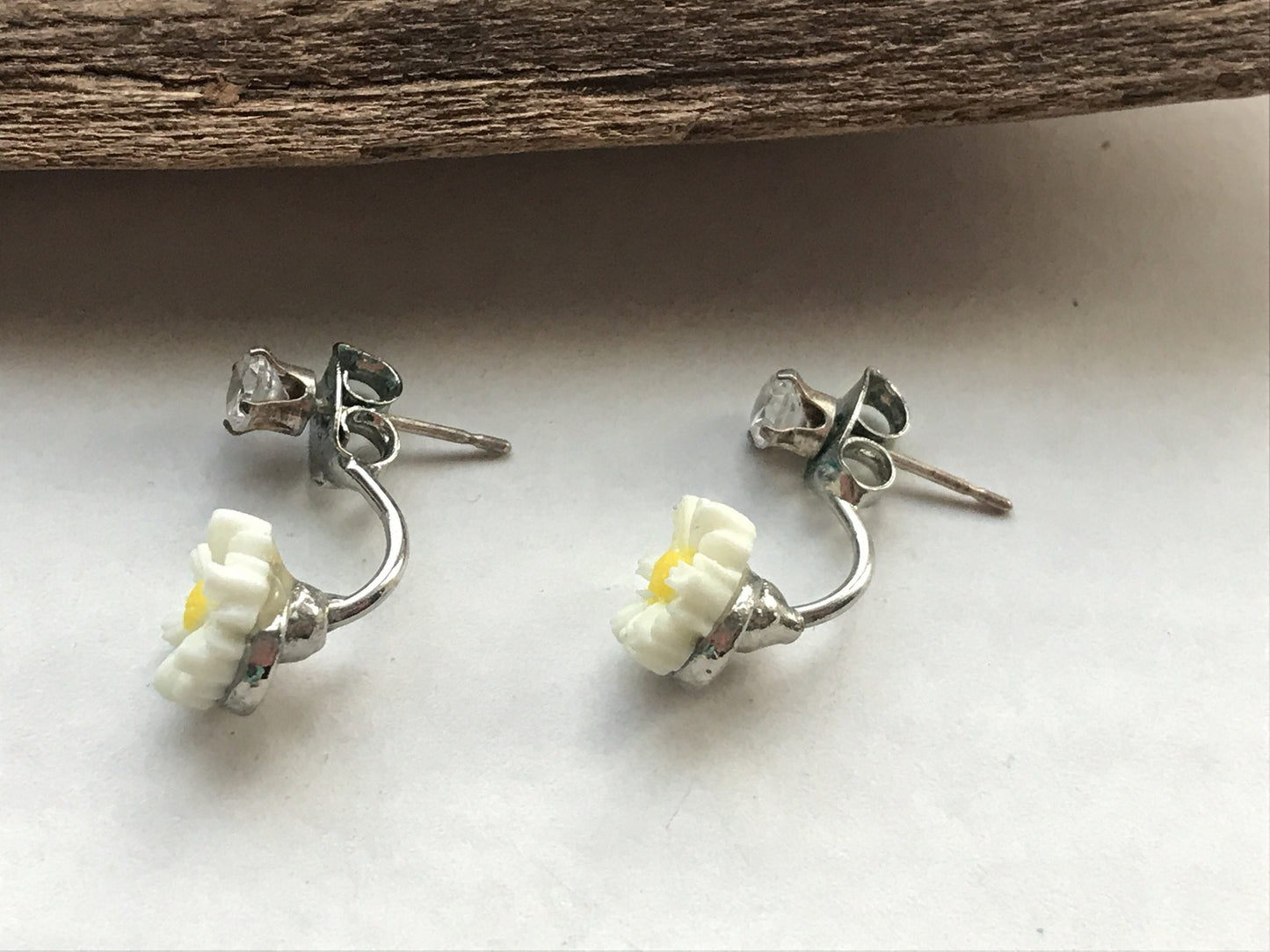 Tiny little flower drop vintage stud earrings