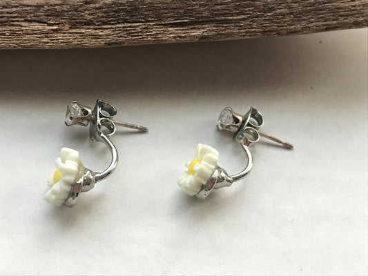 Tiny little flower drop vintage stud earrings