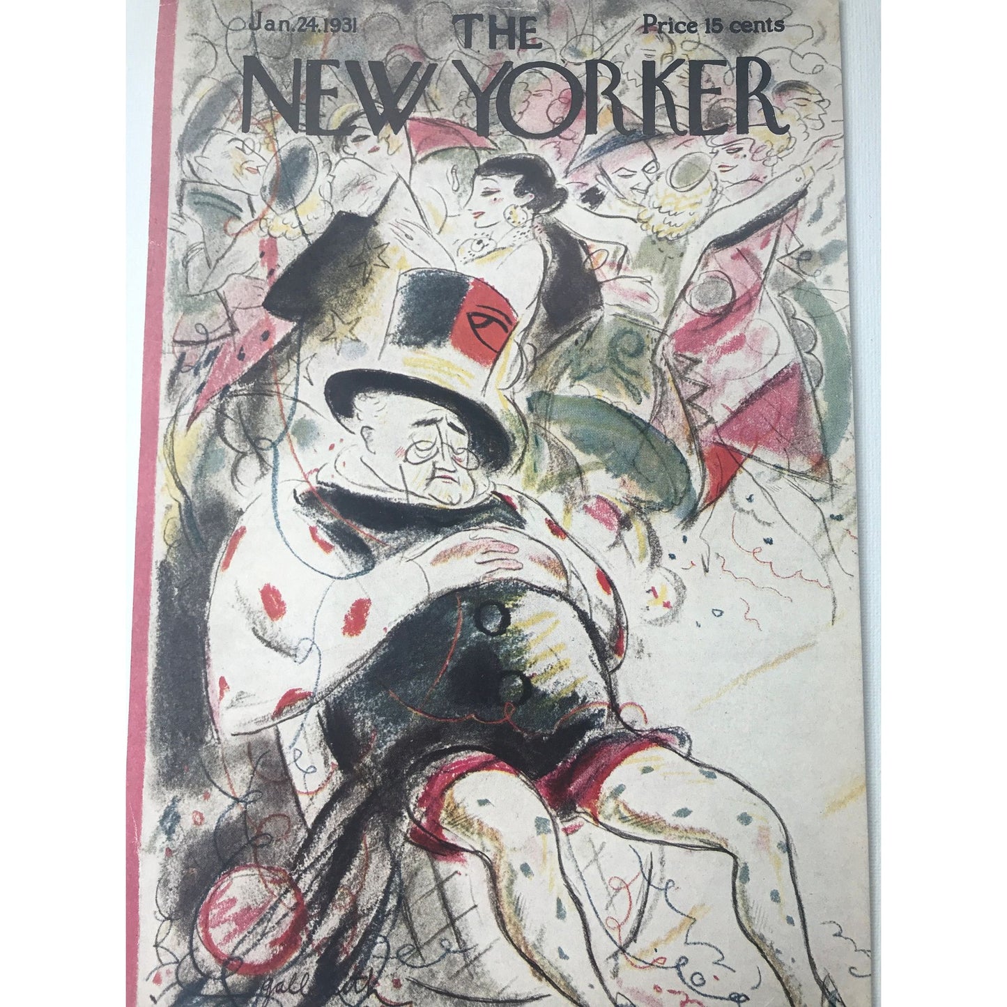 RARE - The NEW YORKER Magazine very rare original cover - January 24 1931 by William Crawford Galbraith - old man passed out at party