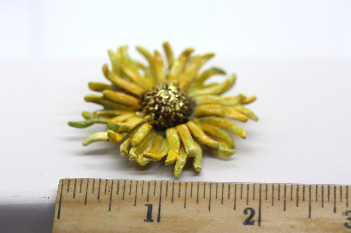 Revised, Modernized, Upcycled - hand painted vintage sunflower pin