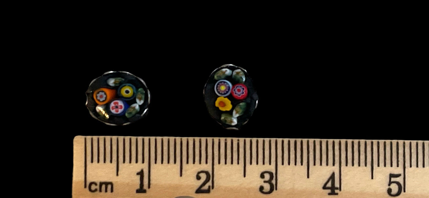 My handmade cut and inlaid glass micro-mosaic stud earrings