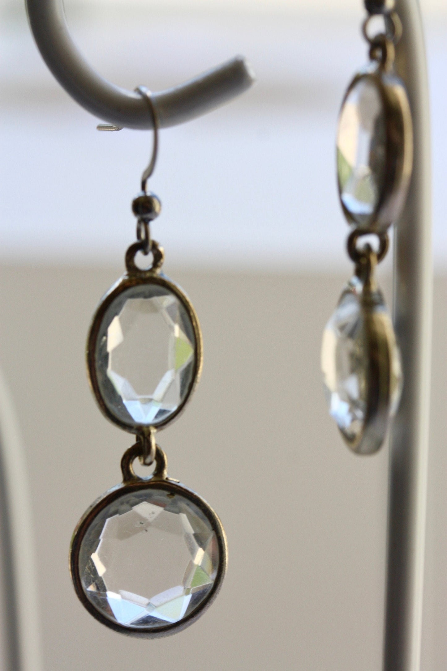 Handmade earrings with upcycled high quality vintage glass cut crystal