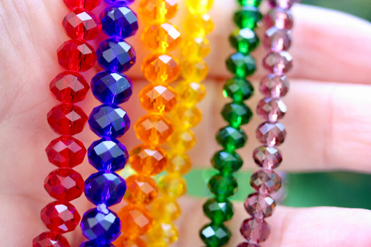 Set of six PRIDE crystal stunning vintage beaded bracelets