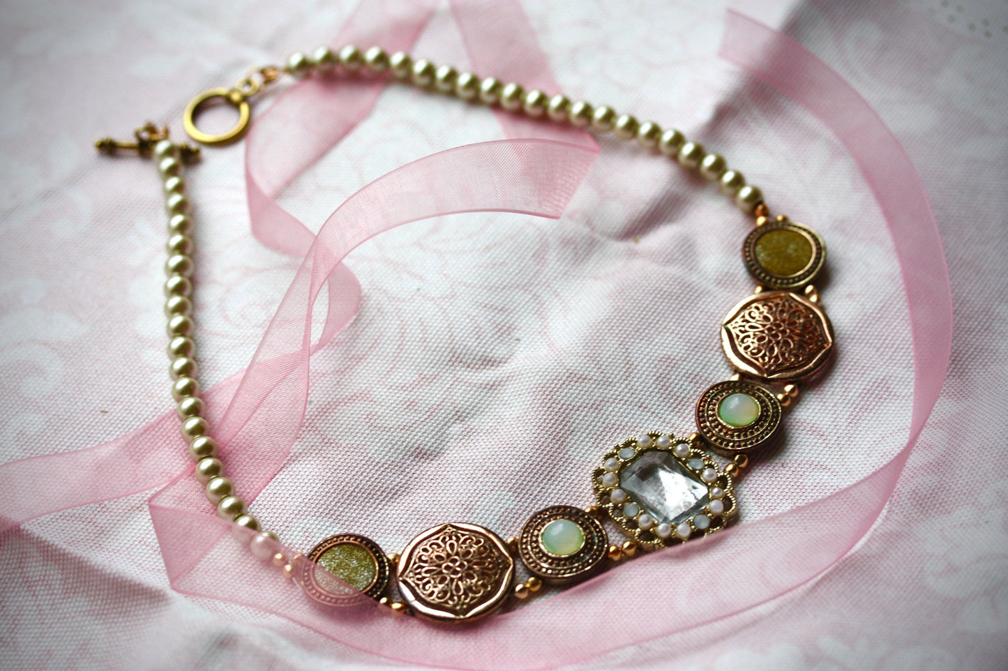 Mixed medium necklace - made with vintage and new elements
