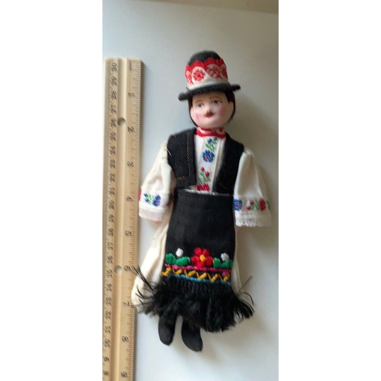 All hand sewn, hand painted, hand made vintage male collectible Doll figurine from Hungary / Hungarian