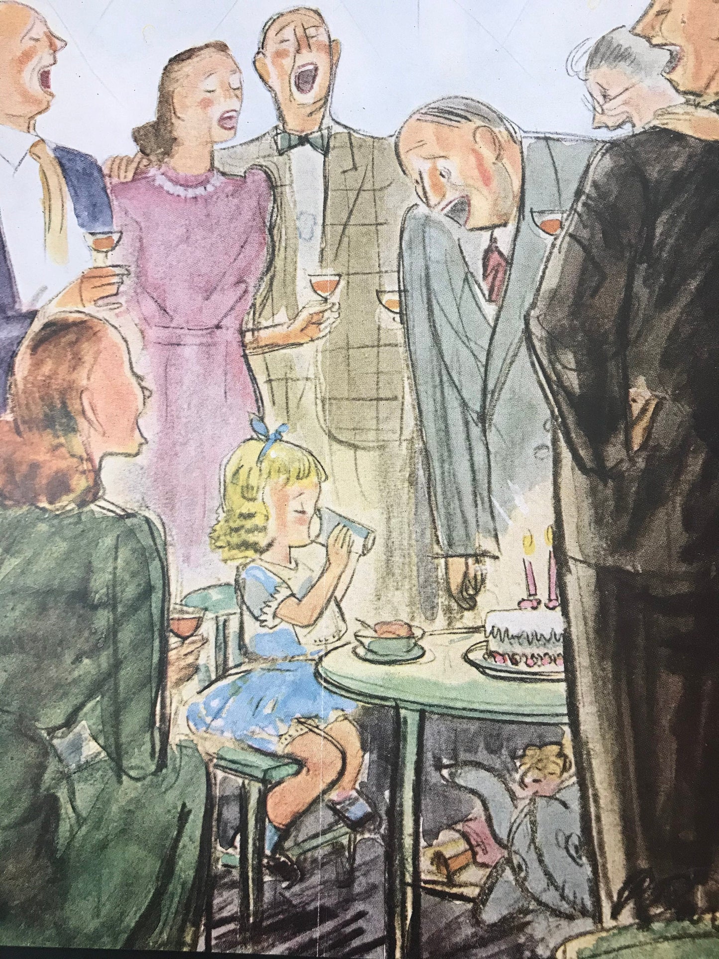 Very Rare NEW YORKER Magazine cover - September 19, 1953 - birthday party