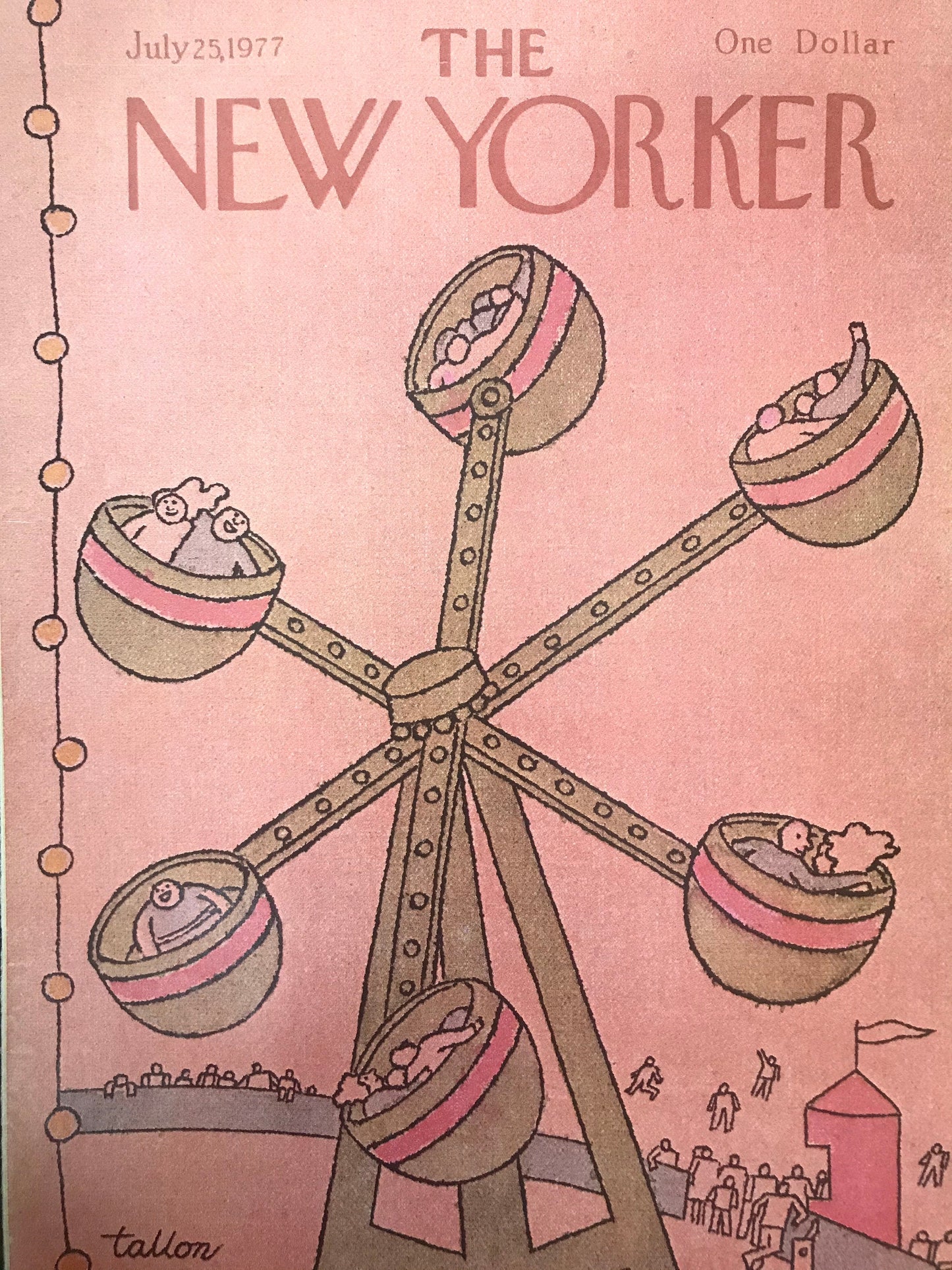 The NEW YORKER magazine cover only - July 25, 1977 - ferris wheel