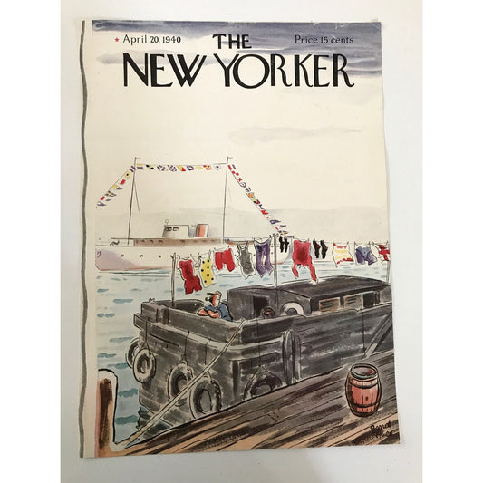 April 20, 1940 - The NEW YORKER Magazine original cover - Garrett Price - man in boat