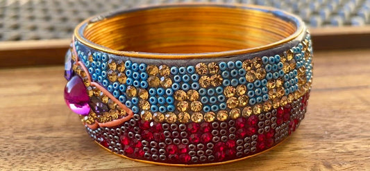 Stunning vintage Hyderabadi beaded bangle bracelet - made in India
