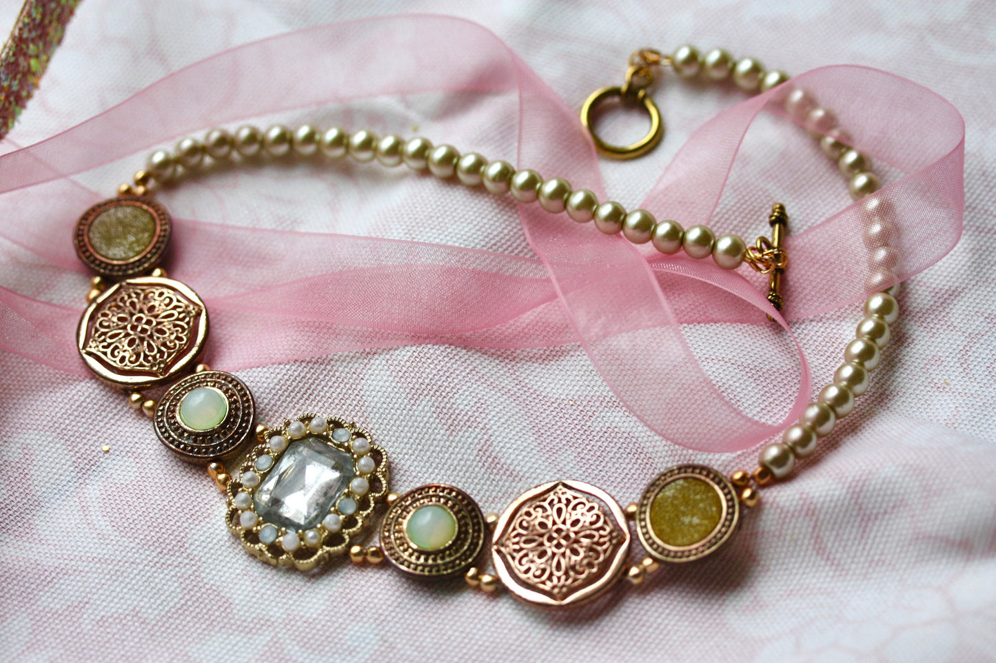 Mixed medium necklace - made with vintage and new elements