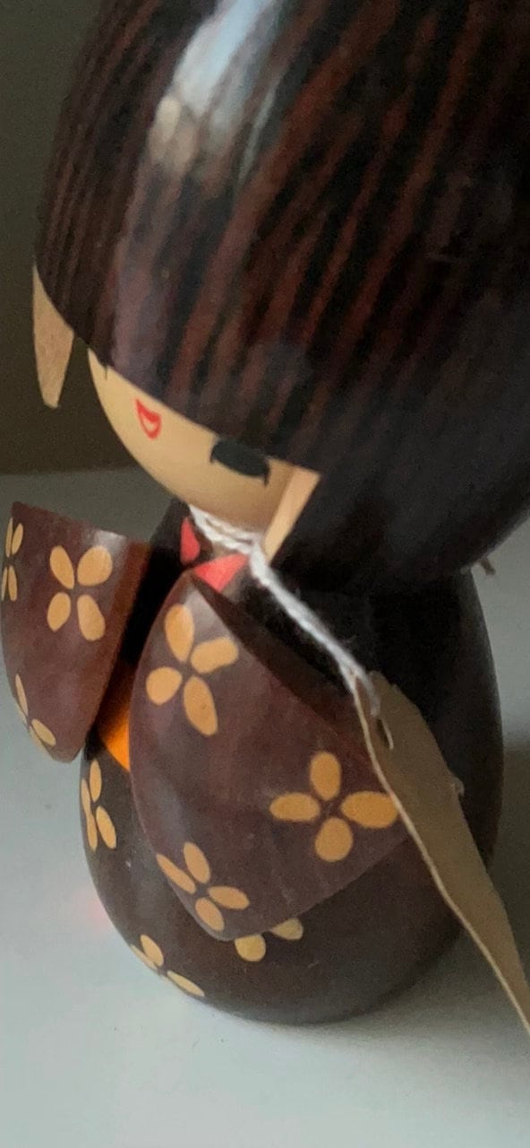 Vintage handmade signed wooden Japanese Kokeshi doll