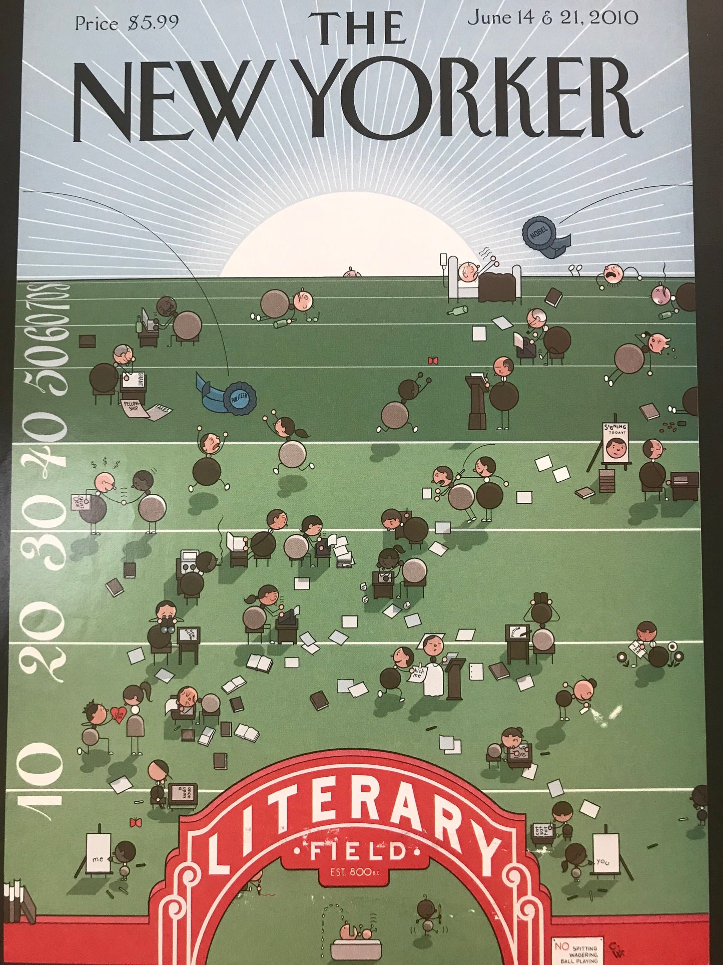 The NEW YORKER magazine cover only -  June 14 and 21, 2010 - literary field - Please read description