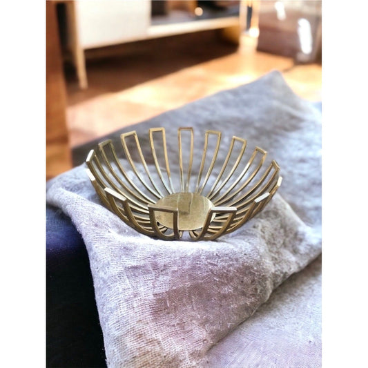 Stunning mid century modern style bowl - goldtone - starburst design - For decoration only (NOT for food use)