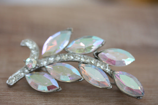 Unique vintage AB glass rhinestone signed WEISS pin