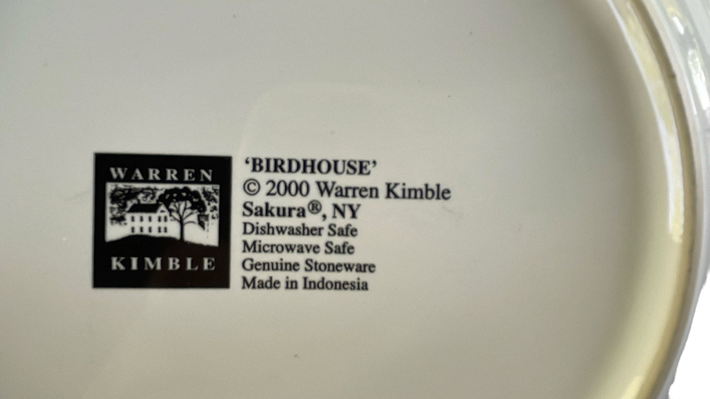 Pair of charming Warren Kimble Birdhouse Salad/dessert Plates - 8" each