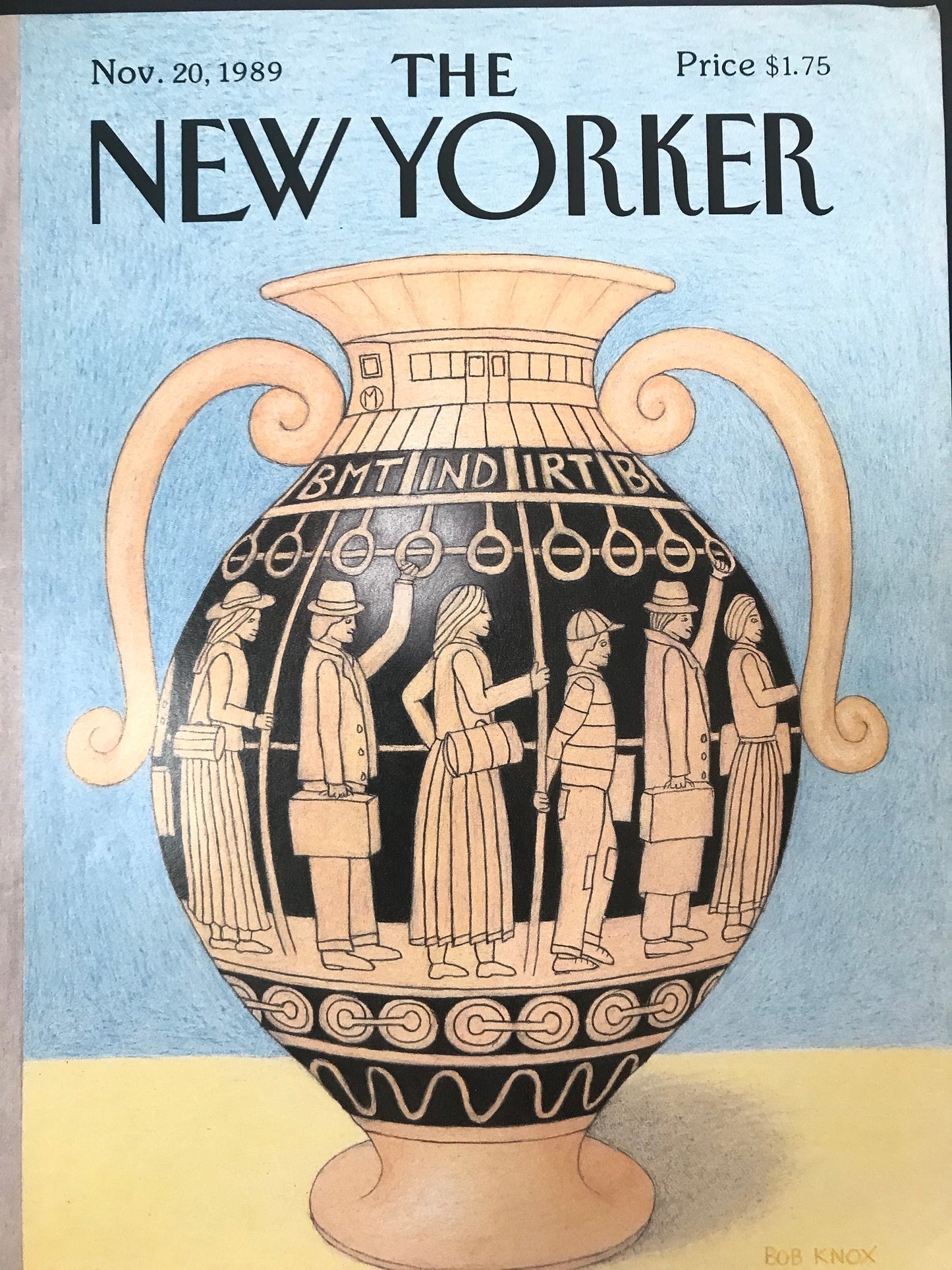 The NEW YORKER cover only - November 20, 1989 - "train" vase