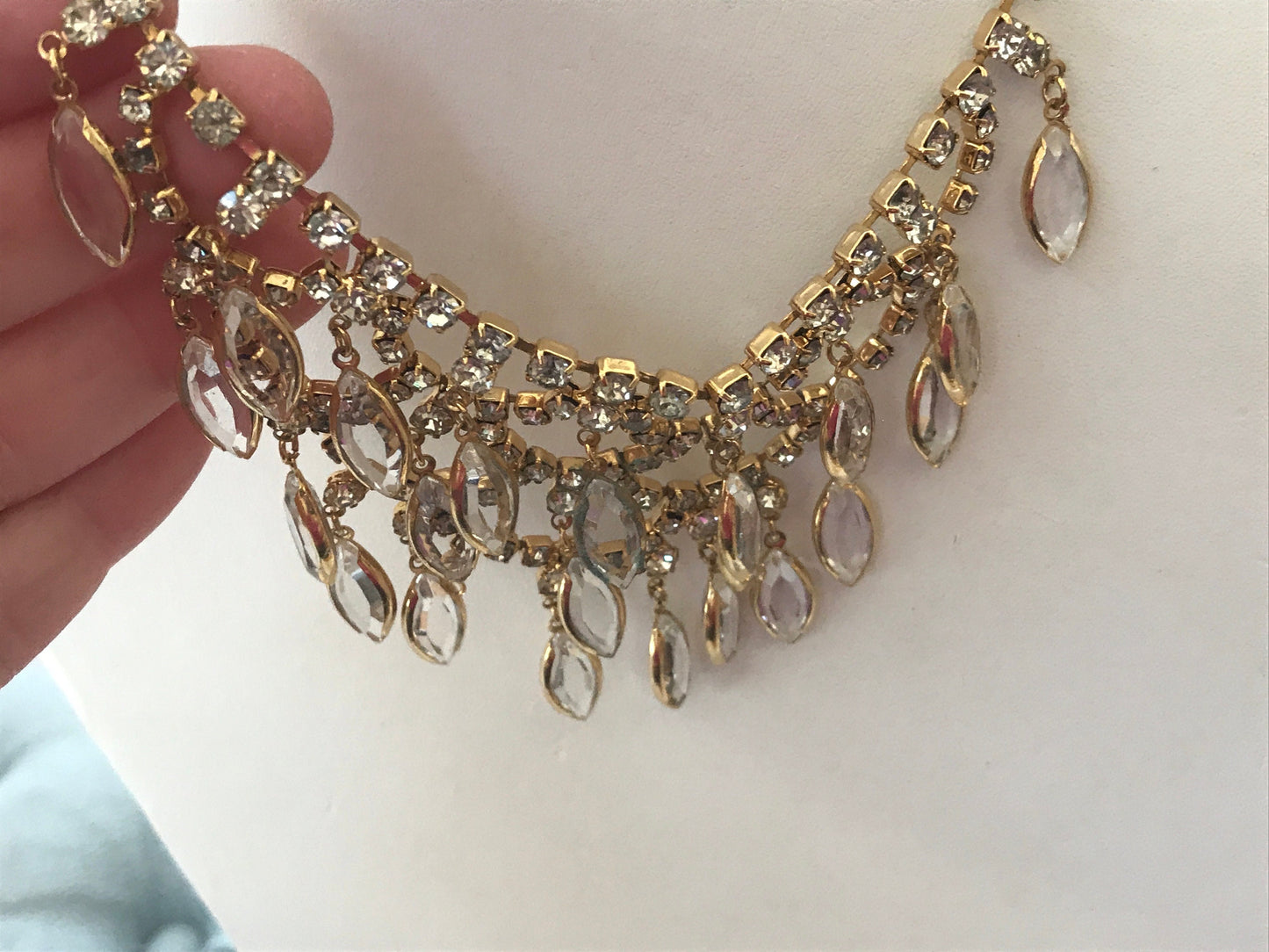 Stunning vintage necklace loaded with beautiful crystal dangles