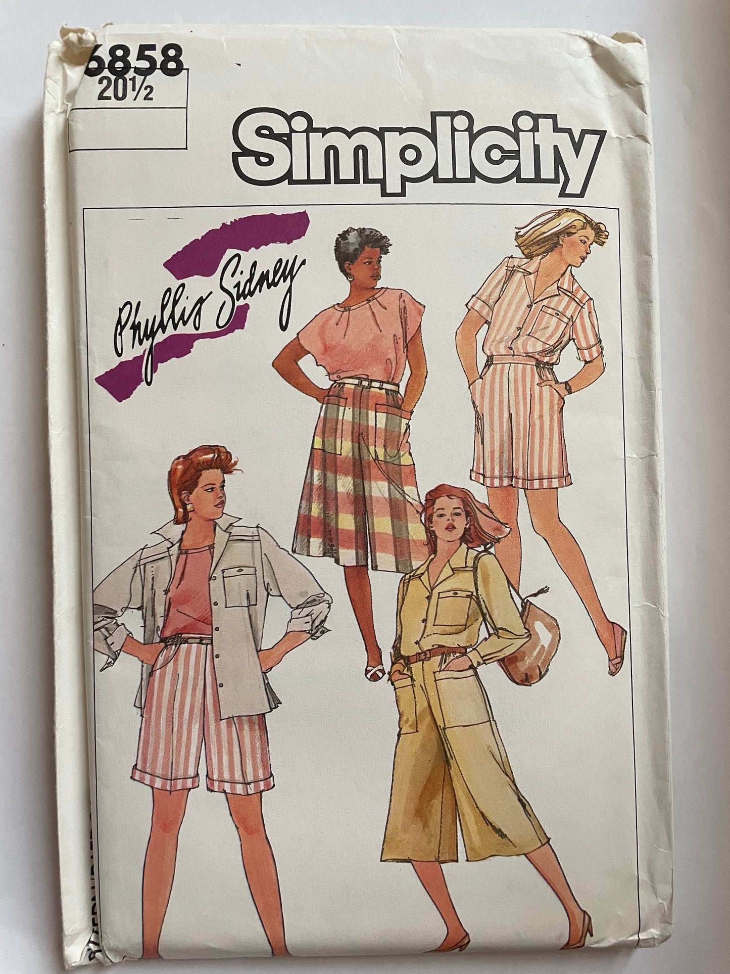UNCUT Sewing Pattern - Simplicity 6858 Womens Pocket Top, Culottes, Shorts, Sewing Pattern Sz 20 and 1/2