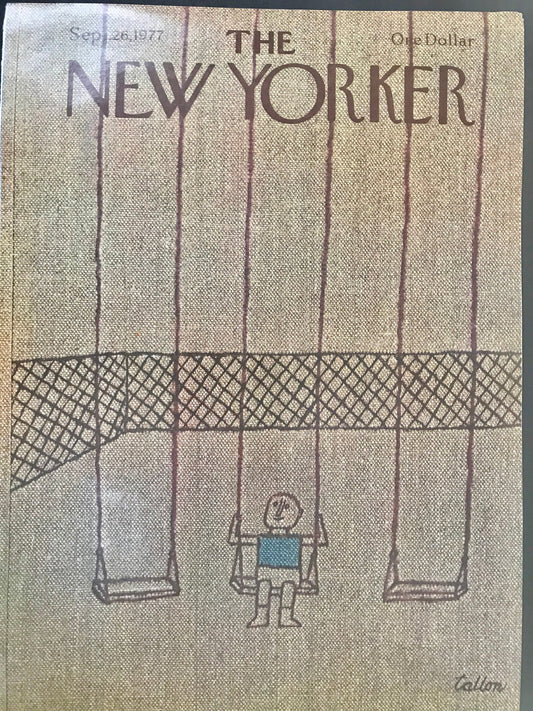 The NEW YORKER magazine cover only - September 26, 1977 - child on swings