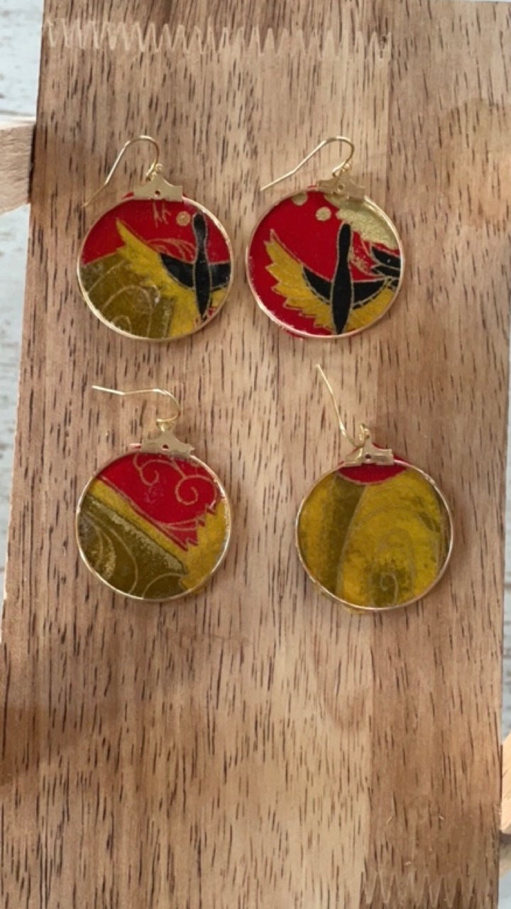 Your choice of handmade paper and metal lightweight dangle earrings