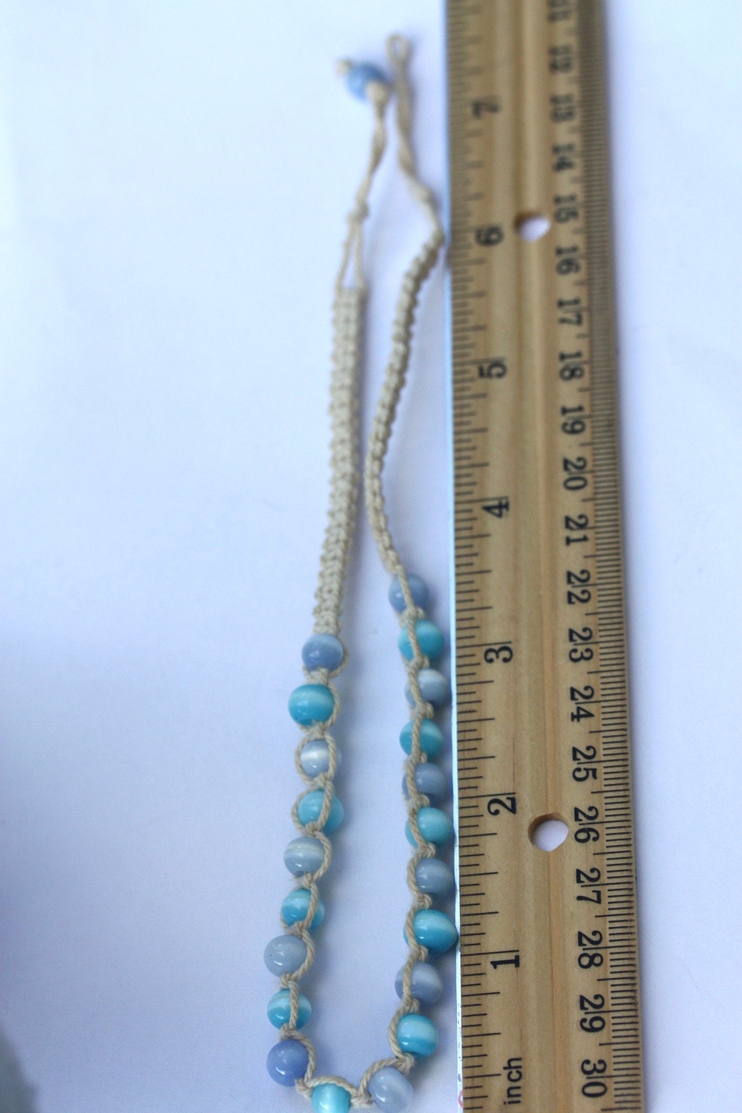 Shades of blue vintage macrame necklace