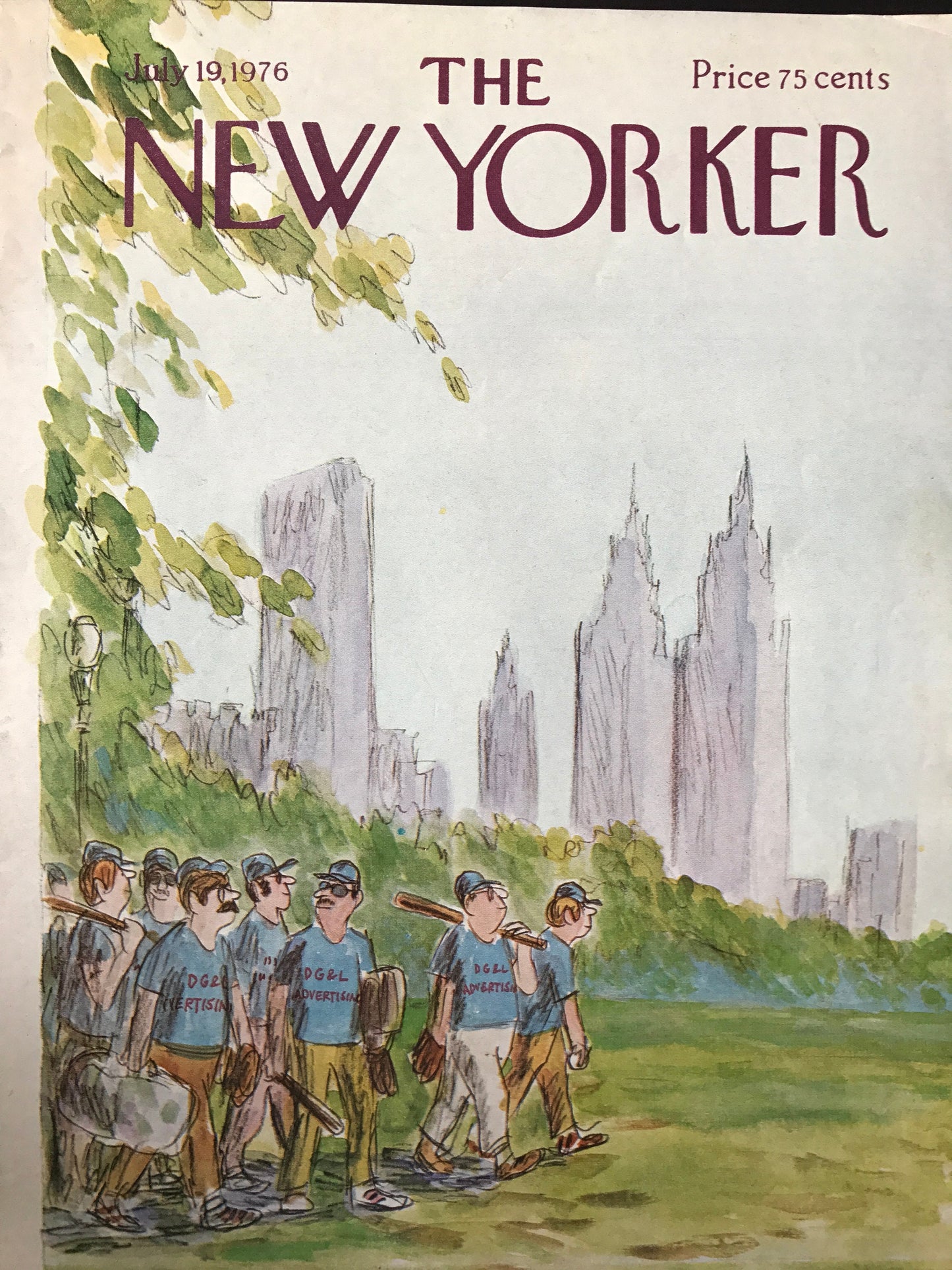 July 19, 1976 - The NEW YORKER Magazine charming original cover - Artist: James Stevenson - baseball