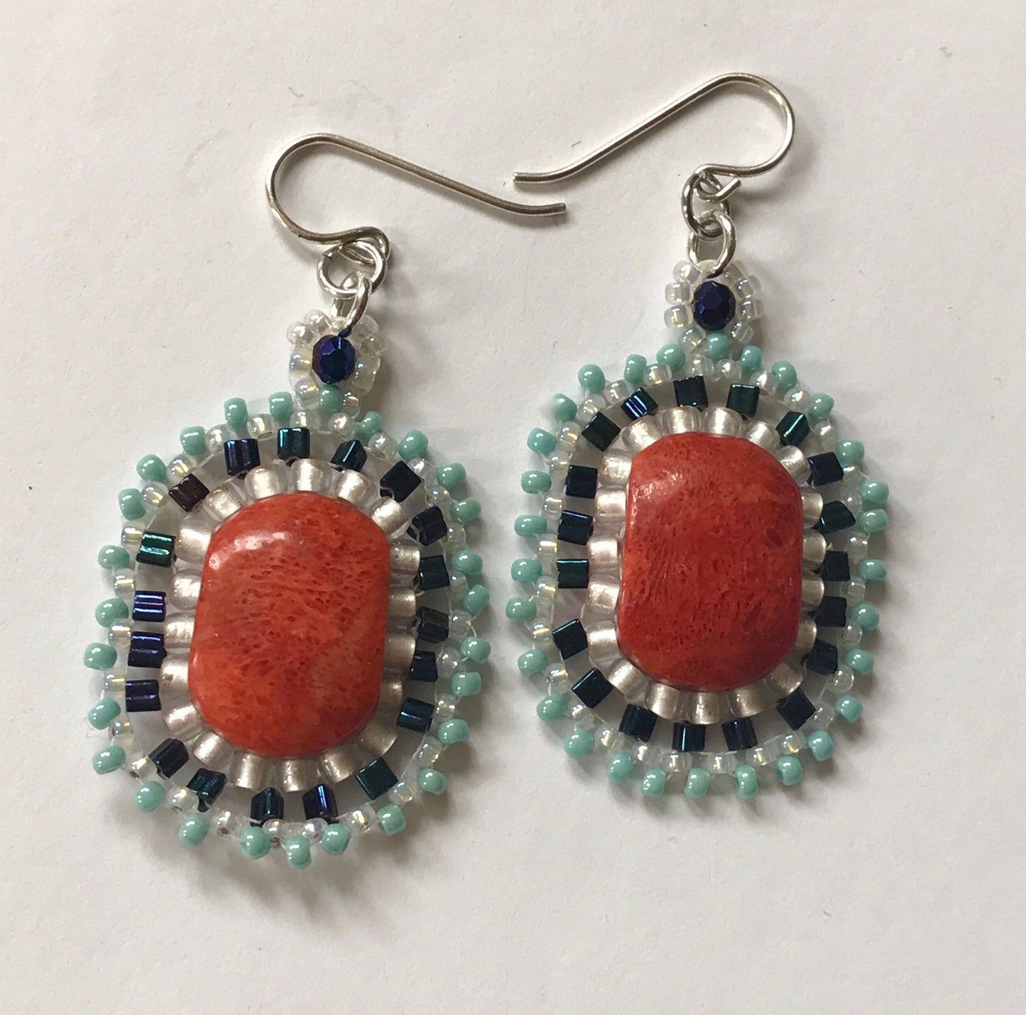 Handmade crystal and beadwork earrings