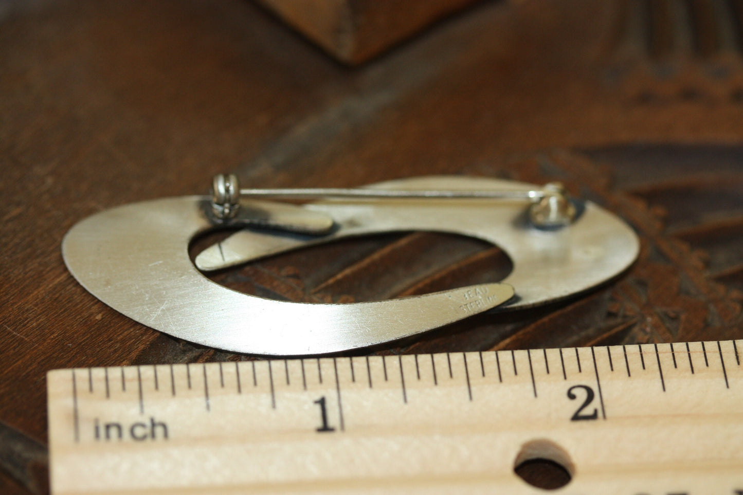 Signed Beau Sterling Silver unique vintage modern pin