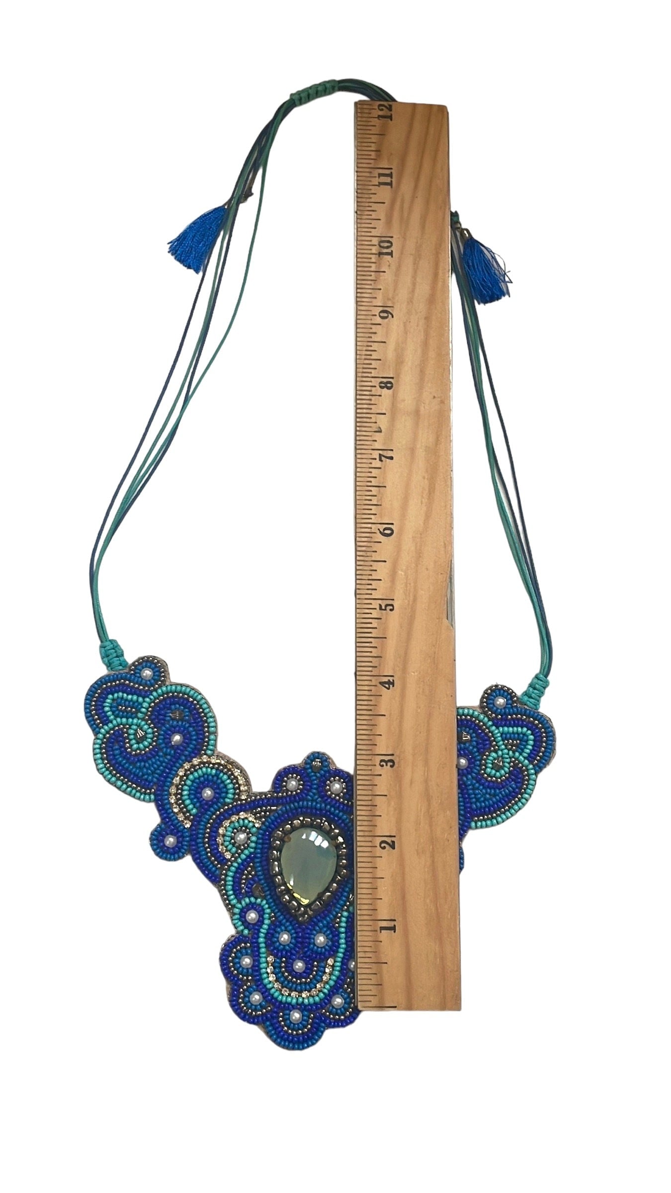 Stunning beadwork necklace with velvet felt backing