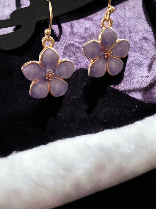 Stunning purple flower dangle earrings