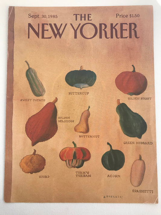 NEW YORKER Magazine cover - September 30, 1985 - vegetables