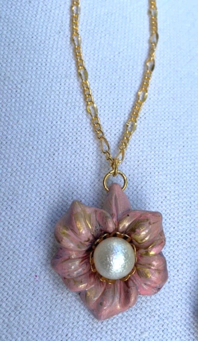 Your choice of handmade faux pearl flower necklace