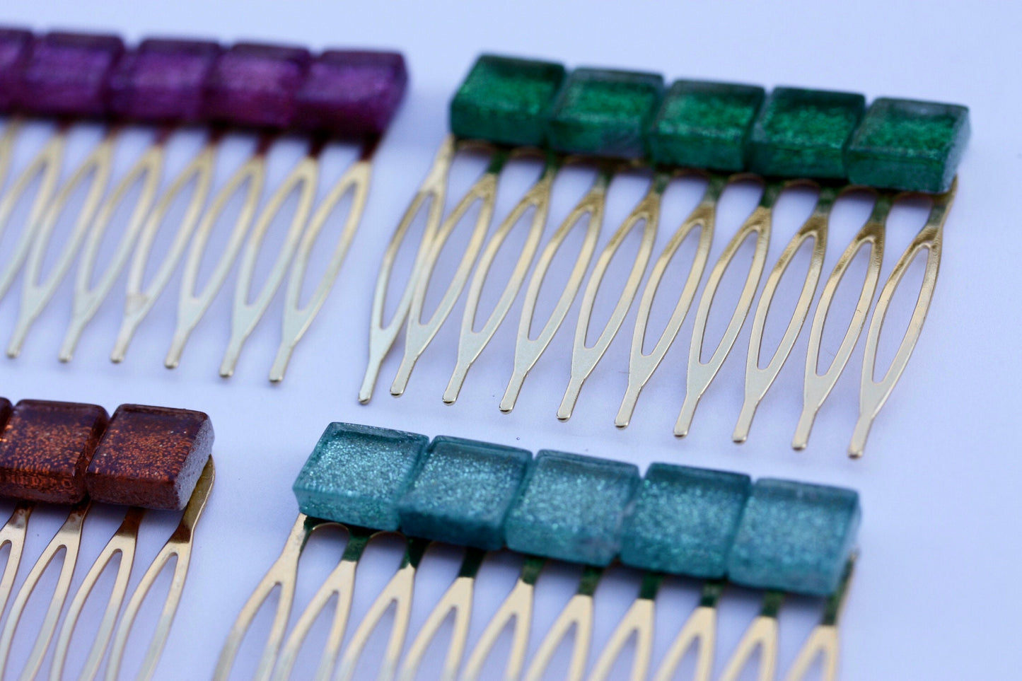 Stunning glittered glass hair comb