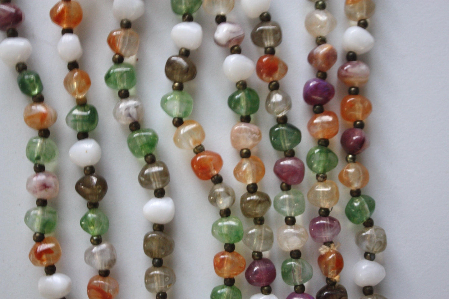 Extra long 32" vintage necklace loaded with stunning pastel beads