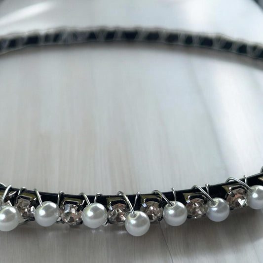Stunning handmade headband - pearl and rhinestone on metal base - wedding, bride, formal hair, hairdo, updo