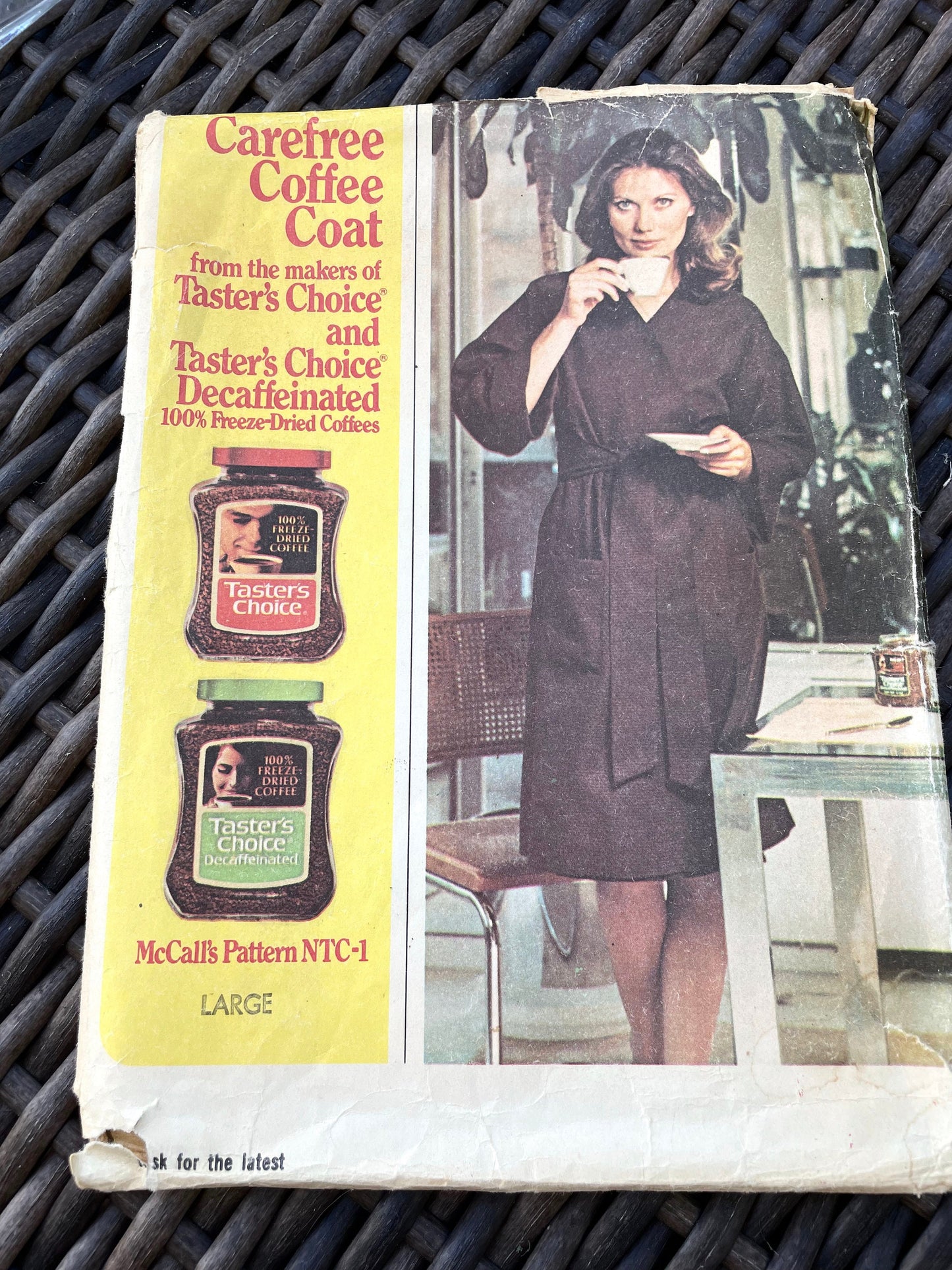 Rare UNCUT Vintage Sewing Pattern - McCalls NTC1 1970s Misses Carefree Coffee Coat Pattern Wrap Robe Pattern - Size Large