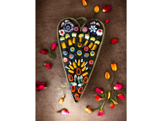 My handmade mosaic heart necklace - mosaic made with tiny millefiori glass