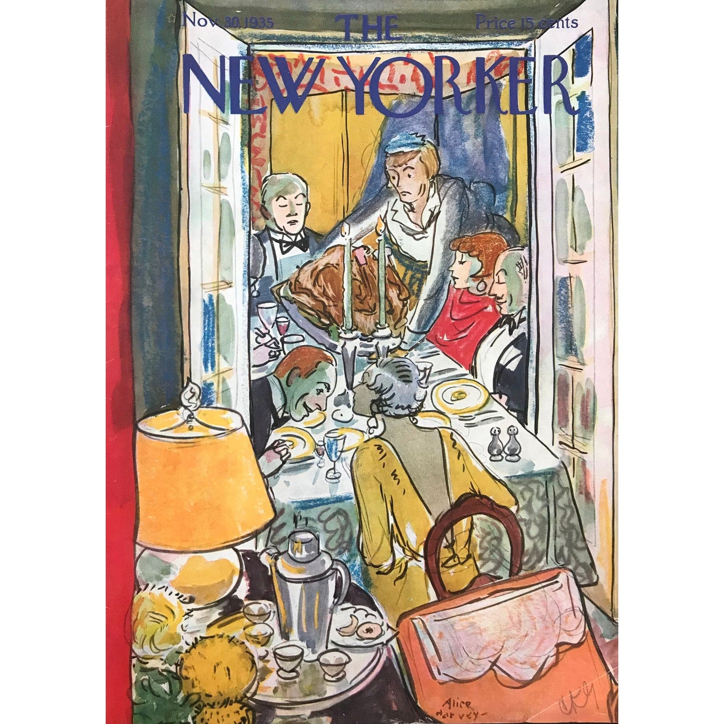 Very RARE -  November 30, 1935 - NEW YORKER Magazine original cover - Thanksgiving