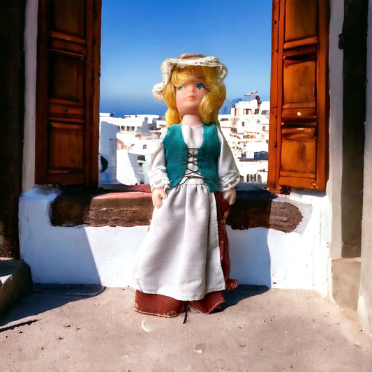 Vintage blonde hair collectible art doll figurine with hat - Made in Australia