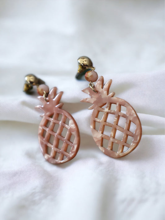Pearlescent pineapple unique dangle earrings