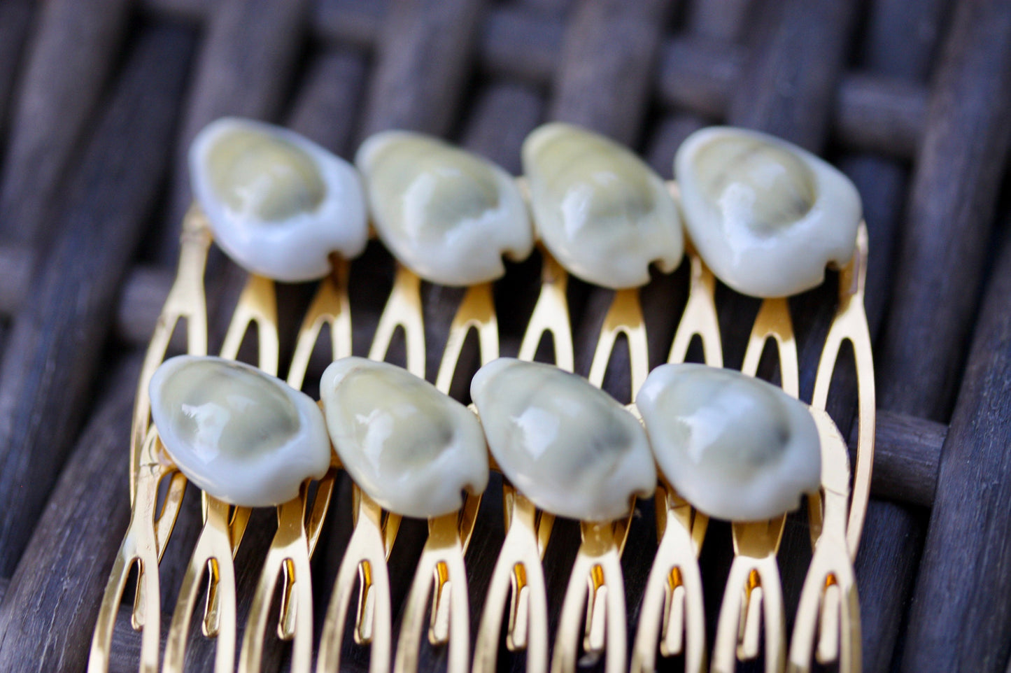 Stunning cowrie shell hair comb