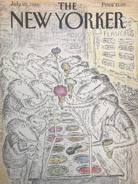 NEW YORKER Magazine original cover - vintage - July 22, 1985 - ice cream - Koren